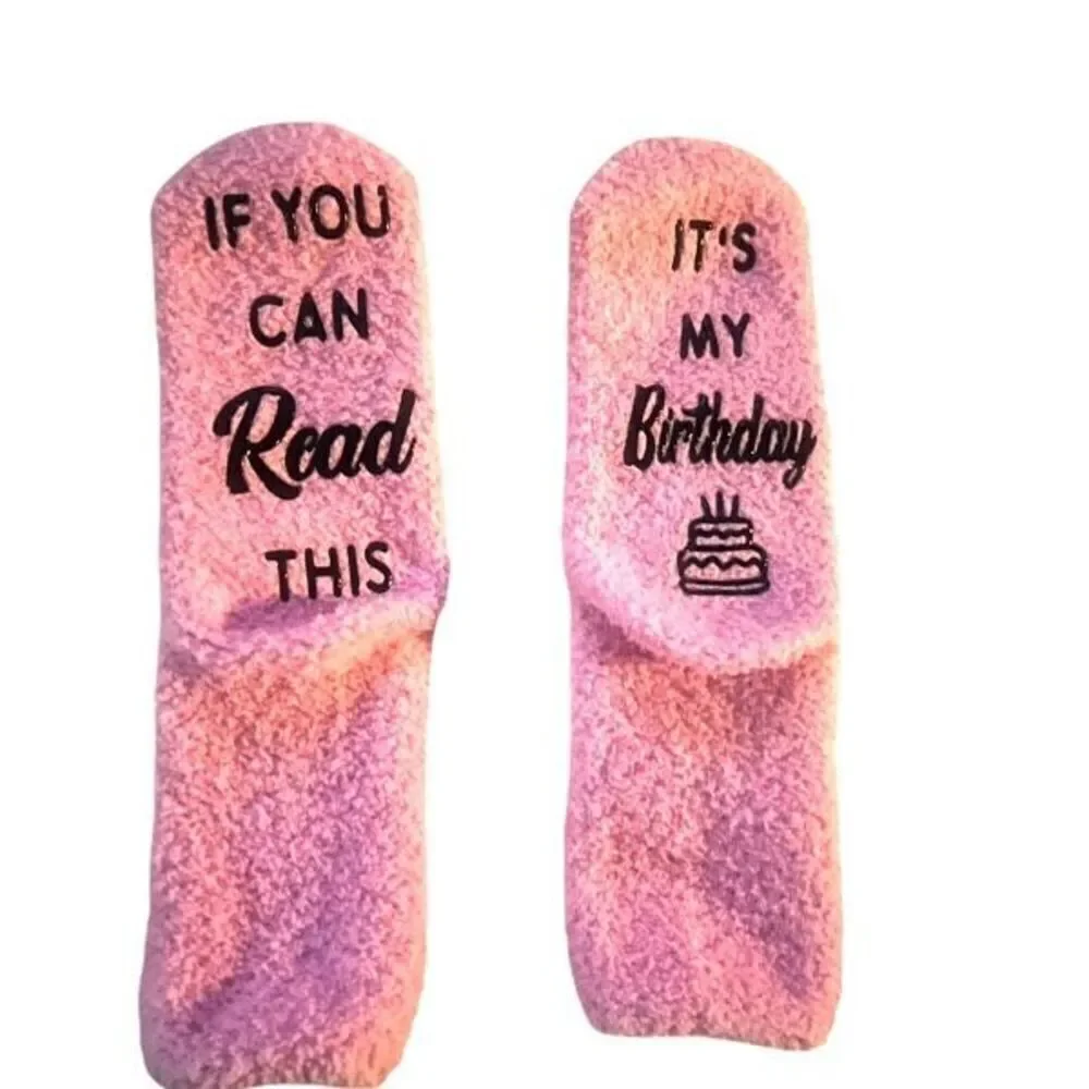 Soft Fleece Lined Cozy Birthday Socks